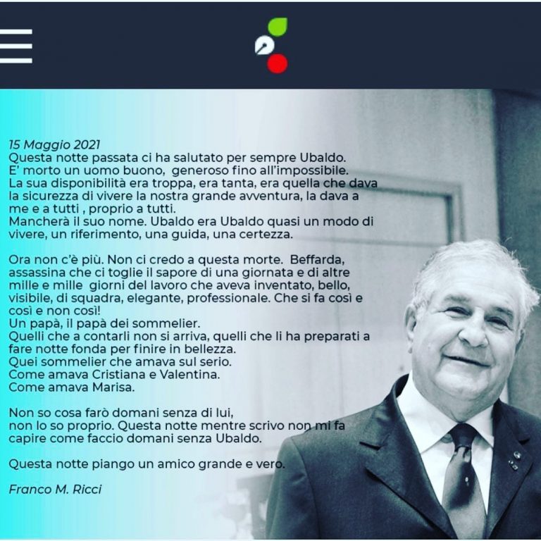 Addio a Ubaldo Pizzingrilli, volto storico della Fondazione Italiana Sommelier